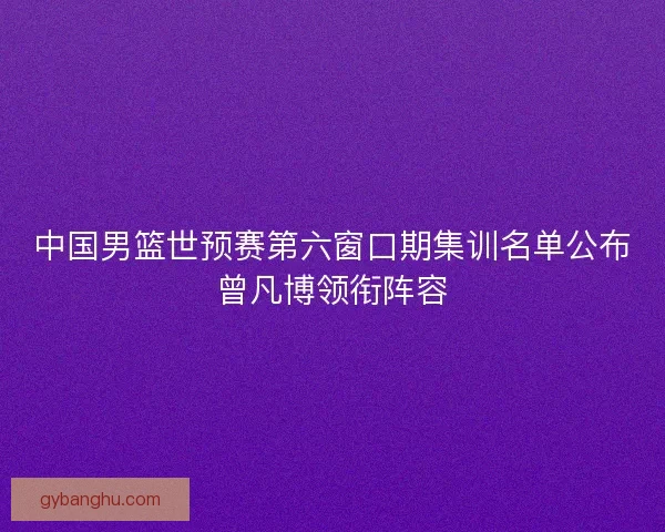 中国男篮世预赛第六窗口期集训名单公布曾凡博领衔阵容