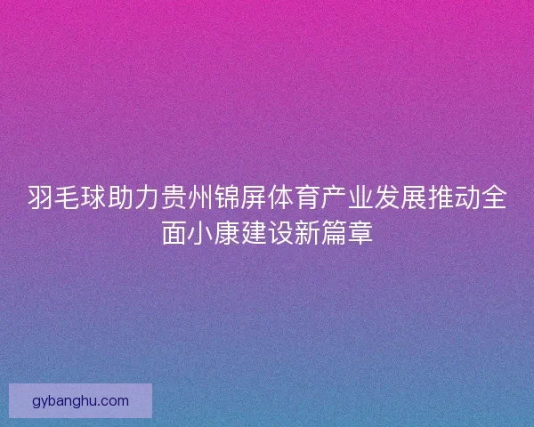 羽毛球助力贵州锦屏体育产业发展推动全面小康建设新篇章